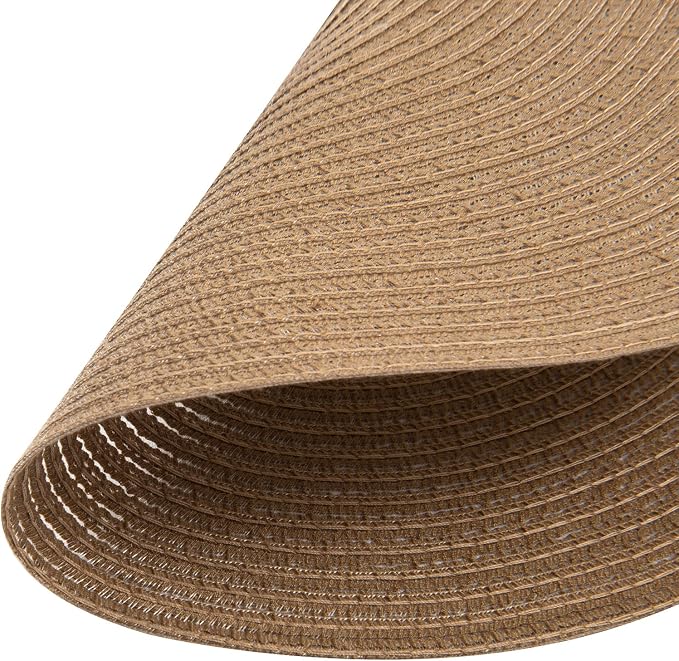 SHACOS Round Braided Placemats Set of 6 Washable Cotton Polyester 15 inch Round Table Place Mat for Dining Table (Brown, 6)