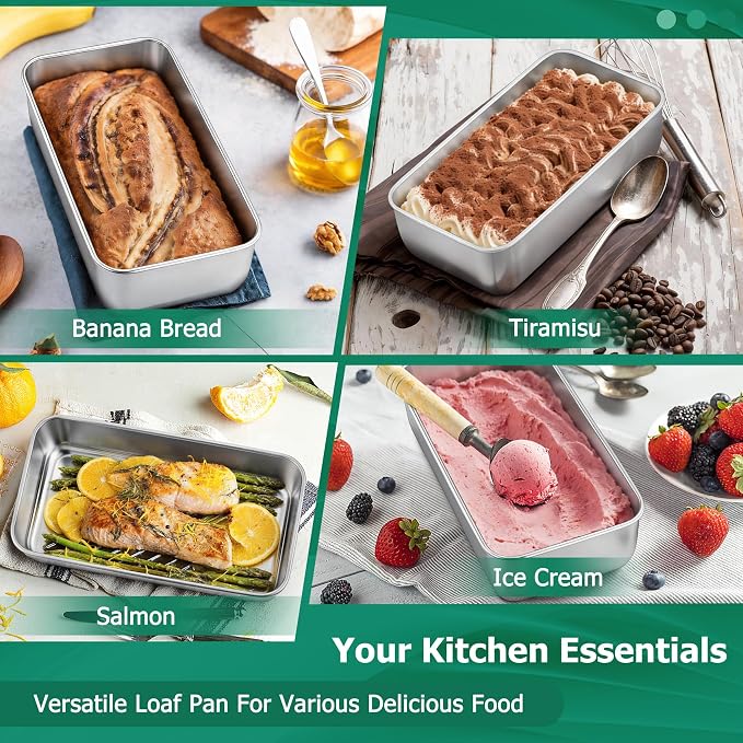 TeamFar Loaf Pans for Baking, 9 x 5 Inch Stainless Steel Loaf Bread Pans | Bread Pans Tins for Homemade Bread/Brownies, Healthy & Sturdy, Oven & Dishwasher Safe - Set of 10