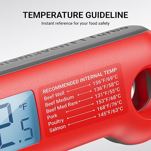 ThermoMaven 0.5 Sec Professional Meat Thermometer Digital, ±0.5°F Accuracy | NIST&NSF Certified, IP67 Waterproof, Auto-Rotating Backlit Display, Lift-to-Wake, for BBQ/Cooking/Candy, Red&Gray