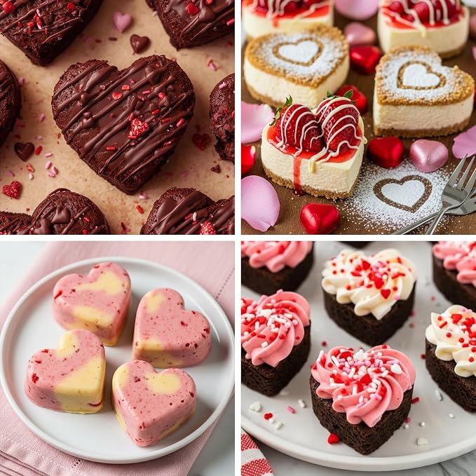 2 Pack 2.7″ Heart Cake Molds, 8 Cavity Silicone Baking Molds for Cake, Muffin, Egg Bites, Cupcake, Bread, Mousse (Green,Yellow,Pink)
