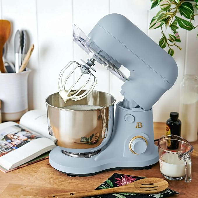 3.5 Qt Stand Mixer, 300W Powerful Motor, Tilt-Head Design with Stainless Steel Bowl, 12 Speeds, Includes Dough Hook Whisk Beater for Baking Mixing (Cornflower Blue)