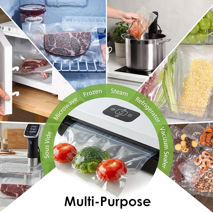 Moretoes Vacuum Sealer Bags 3 Rolls 8" x 16' for Food Saver, Commercial Grade Bag Rolls, BPA Free, Customized Size Bag for Sous Vide Cooking or Meal Prep