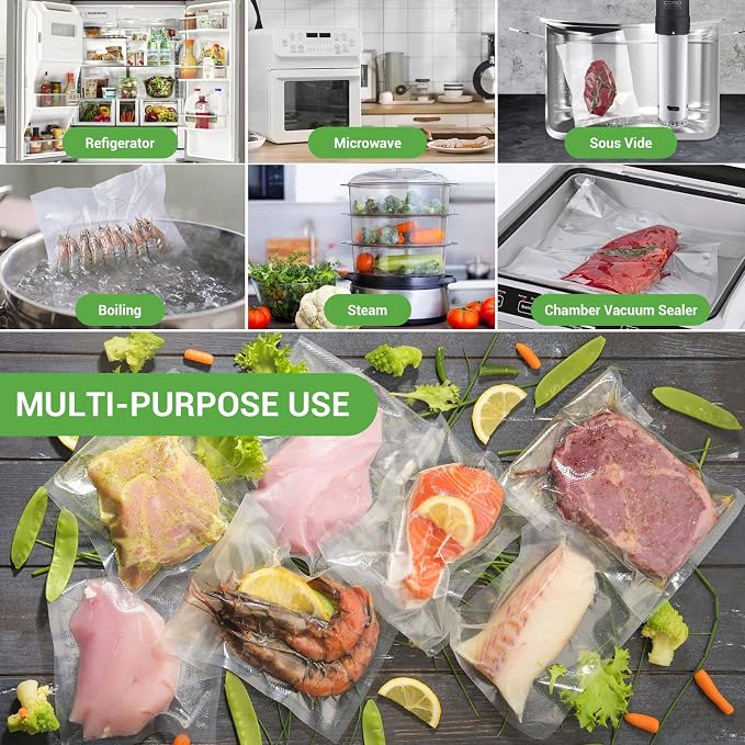 Chamber Vacuum Sealer Bags 260 Quart size 8" x 12", Pint Size 6" x 10" For Vacuum Chamber Bags Pre-Cut Chamber Vacuum Bags- BPA-Free -Heavy Duty Chamber Machine Pouches