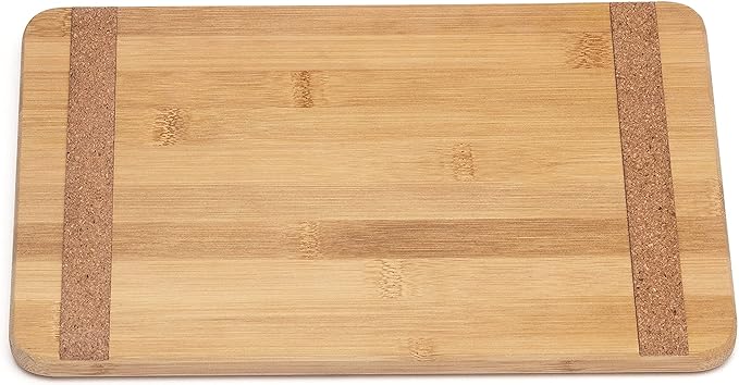 Lipper International Bamboo Wood Kitchen Cutting and Serving Board with Non-Slip Cork Backing, Medium, 13-3/4" x 9-3/4" x 5/8"