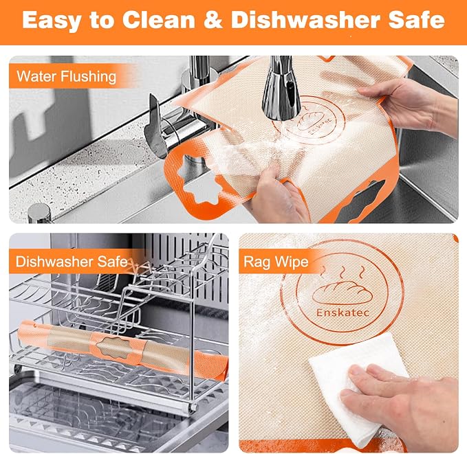 2 Pcs Reusable Silicone Bread Loaf Pan Liners, Food-Grade Silicone Bread Baking Mat with 4 Handles, Non-Stick & Heat Resistant Loaf Pan Lifters, Sourdough Sling for 9x5" or 1.5Lb Loaf Pans (Orange)