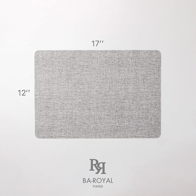 Baroyal Faux Leather Placemats Set of 4 Vinyl Washable Wipeable Table Mats for Kitchen Dining Table Heat Resistant Waterproof Modern Indoor/Outdoor Placemats Non-Slip Easy Clean Place Mats (Mid Gray)