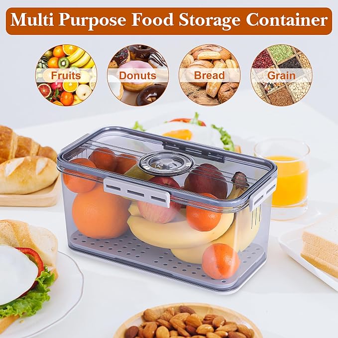 ANYPROLUS Bread Box for Homemade Bread Boxes for Kitchen Counter Airtight, Time Recording Bread Storage Container with Lid, Bread Containers Storage Airtight Loaf Bread Keeper, Grey