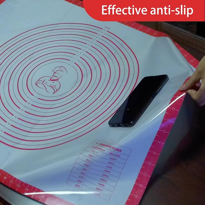 Pastry Dough Mat Silicone Baking Mats for Rolling Out Dough,Kneading Sheet,Silicone Sheet for Kitchen Counter red, 24 * 32in