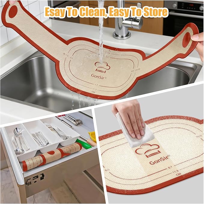 Silicone Bread Sling, 2Pcs Oval Silicone Baking Sling with Longer Handles, Non-Stick & Easy Clean Dutch Oven Baking Mat to Transfer SourDough Easily, Reusable Bread Mat Set (2PCS Red Oval)