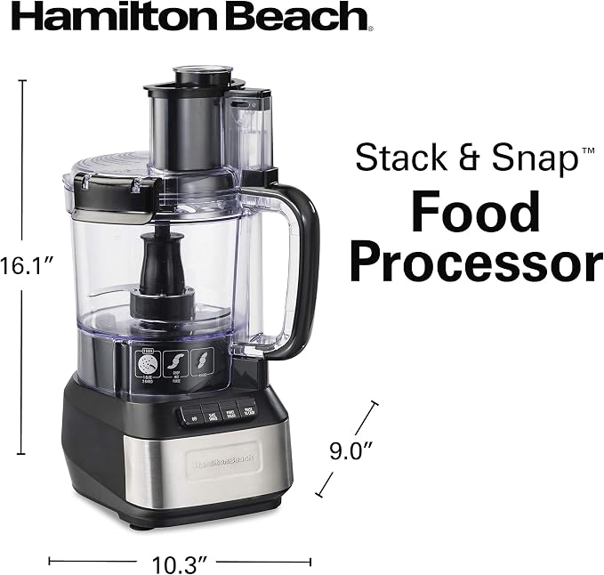 Hamilton Beach Stack & Snap Food Processor, 12 Cup Capacity, R70727 (Renewed)