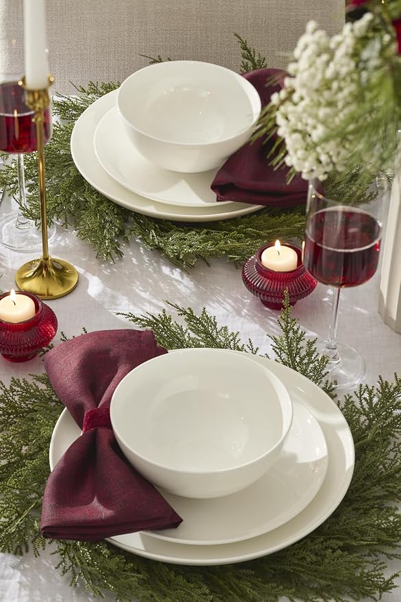 Lenox Studio 1414 Coupe Bone China 18-Piece Dinnerware Set for 6 | dishwasher safe | plates and bowls sets for kitchen and dining | 11 inch plate, dish set, dishes | 3 inch