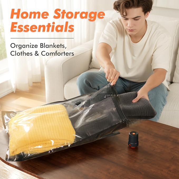 GONGSHI Vacuum Seal Bags for Clothing Travel & Home Storage, Travel Vacuum Bags with Pump,Space Saver for Blankets, Comforters, Pillows, Clothes,18 Combo