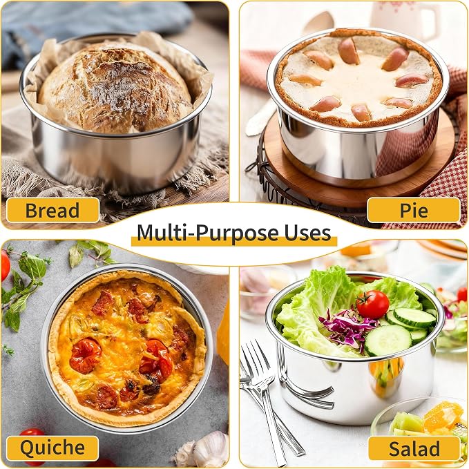 TeamFar 5 Inch Cake Pan Set of 3, Stainless Steel Small Layer Cake Pans Tin | Round Bakeware for Birthday Wedding Party, Non-Toxic & Healthy, Mirror Finish & Dishwasher Safe
