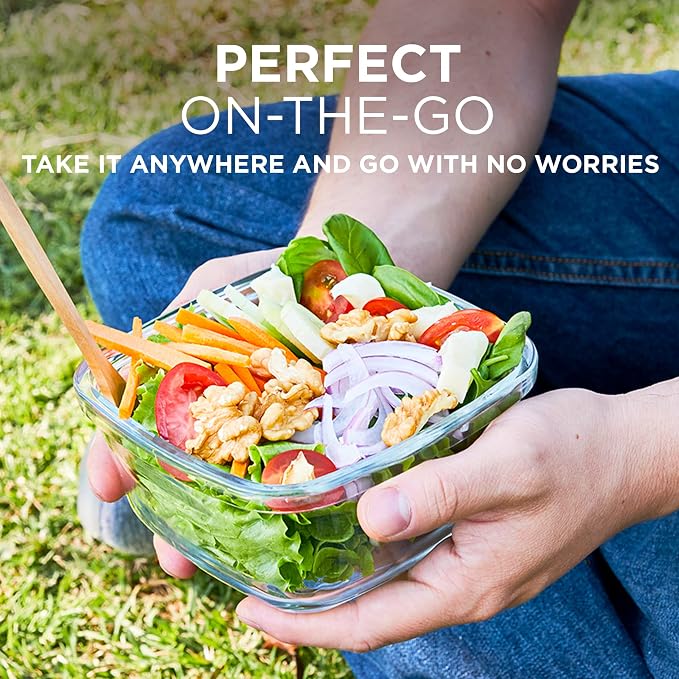 Razab 35 Pc Set Glass Food Storage Containers with Lids - Meal Prep Airtight Bento Boxes BPA-Free 100% Leak Proof (15 lids,15 glass & 5 Plastic Sauce/Dip Containers)