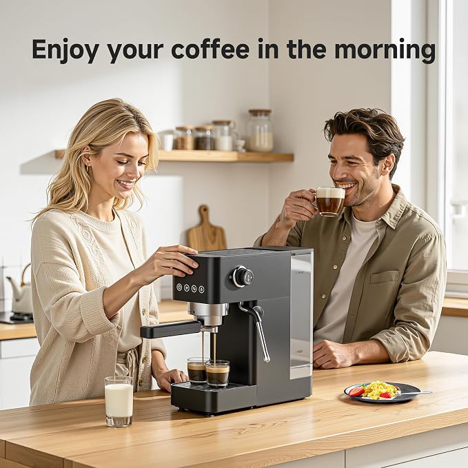 AAOBOSI Compact Espresso Machine, 20 Bar, Milk Frother, Latte & Cappuccino | Compact Design, 30s Heat-Up, PID Temp Control, Single, Double & Custom Shots, Easy Milk Frothing, 50oz Tank, 51mm Portafilter
