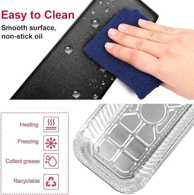 Uniflasy Grease Catcher Kit for Blackstone 17"-36" Griddles, 20 Liners | Includes coated steel grease cup, 3 hooks, grease slide and 20 disposable foil liners for easier cleanup