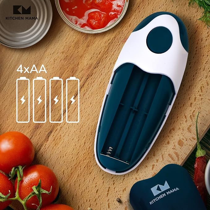 Kitchen Mama Auto 2.0 Electric Can Opener, Navy Blue | Refined Blade, Automatic Hands Free, Smooth Edge, Food-Safe, Battery Operated
