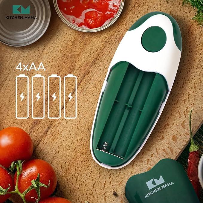 Kitchen Mama Auto 2.0 Electric Can Opener, Alpine Green | Refined Blade, Automatic Hands Free, Smooth Edge, Food-Safe, Battery Operated