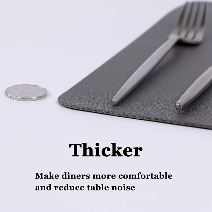 Wipeable Placemats Leather Table Mats Waterproof Heat-Resistant Easy to Clean for Dining Table Set Kitchen Table (2, Grey)