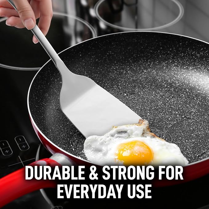 Zulay Kitchen Stainless Steel Spatula Turner | 14.8” Heat-Resistant Solid Turner for Cooking, Frying & Grilling - Durable, Rust-Proof & Dishwasher Safe Kitchen Utensil