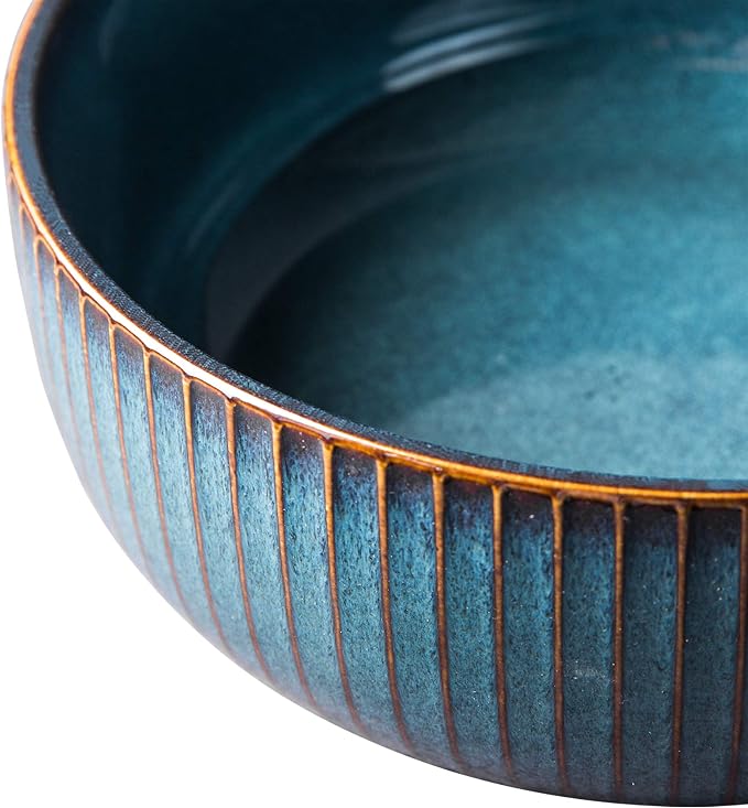 CSYY Salad Bowl 66 Oz, 8" Large Soup Bowls, Porcelain Round Serving Bowl Blue Decorative Bowl for Salad, Chip, Cereal, Fruits and Pasta (1pc)