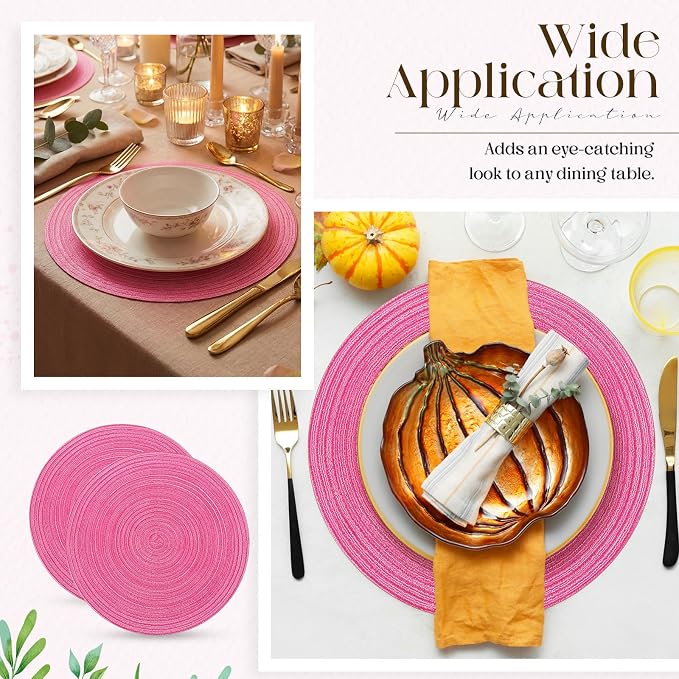 Geosar Disposable Paper Placemat Cotton Woven Look 13'',100 Pcs,Pink
