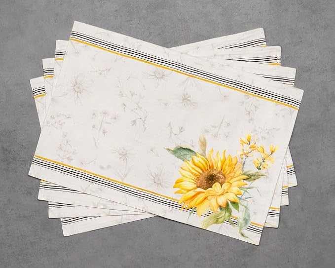 Maison d' Hermine Placemats Set of 4 Reusable 100% Cotton (13"x19") | Cloth Place Mats Washable Table Mats for Kitchen Dining Party Wedding Hotel Home Restaurant Spring Summer - Candice