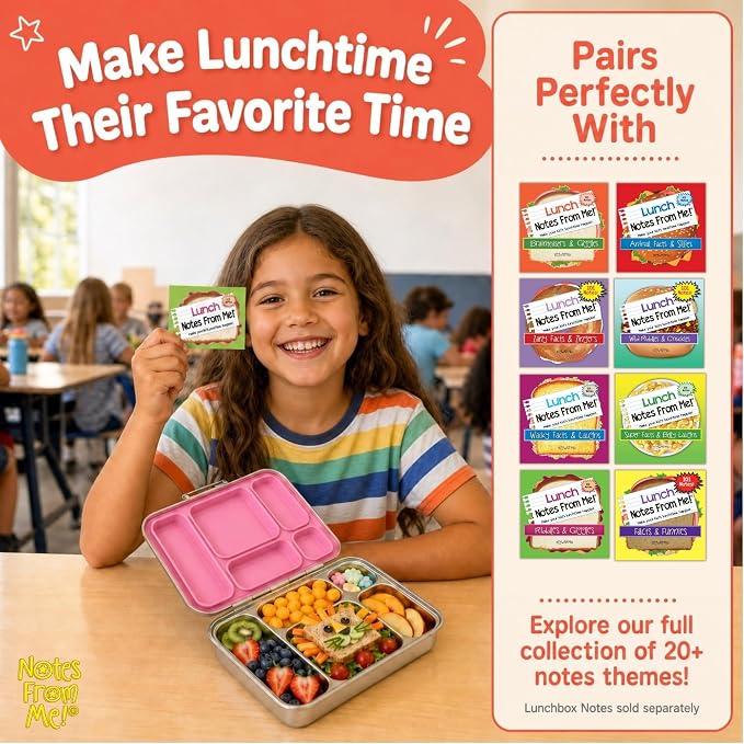 Stainless Steel Bento Lunch Box for Kids – 5 Leakproof Compartments, Food-Grade 304 Steel, Plastic-Free BPA-Free Kids Bento Box for School, Daycare & Travel - Pink