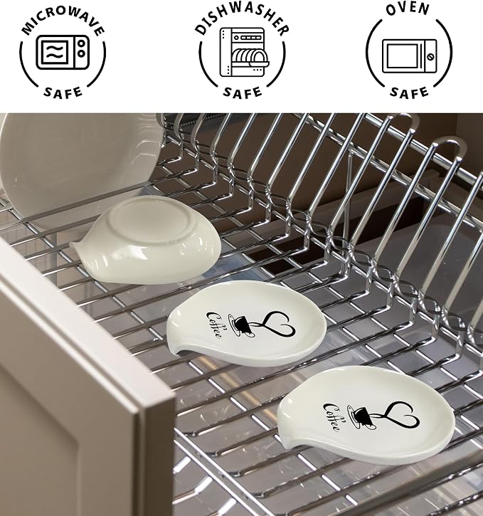 Coffee Spoon Rest, Coffee Bar Accessories & Spoon Holder,Funny Ceramic Spoon Holder for Coffee Lovers Gifts for Friend Wife Husband Sister (White-6)
