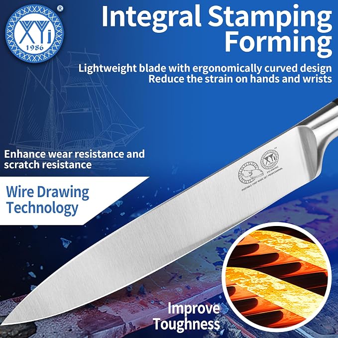 XYJ 13-Piece Chef Knife Set with Magnetic Knife Block, Kitchen Tools | Professional Knife Sets for Master Chefs,Meat Cleaver Butcher for Camping