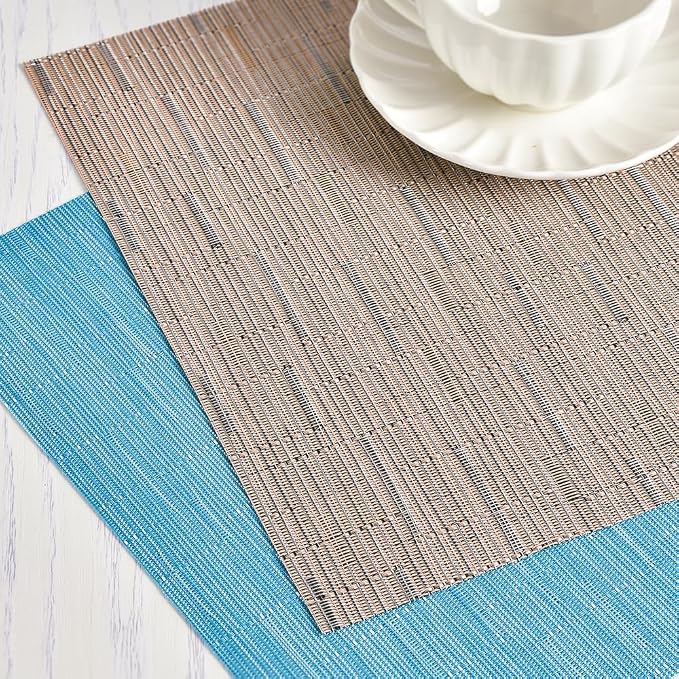 homEdge PVC Placemat, 4 PCS of Non-Slip Heat Resistant Place Mats, Washable Vinyl Placemats, Blue