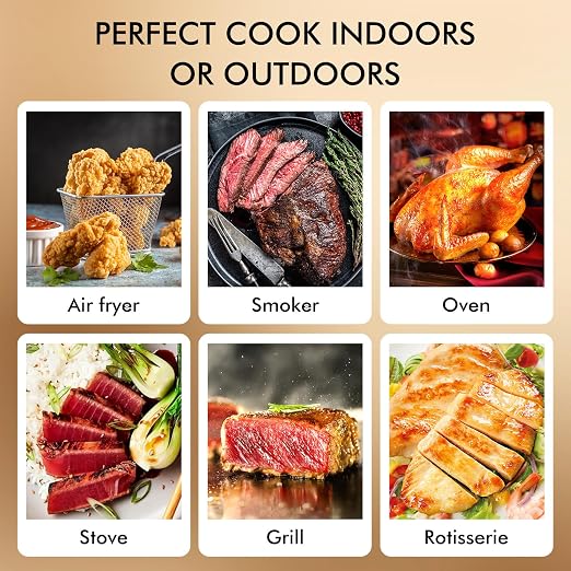 Wireless Meat Thermometer: 500FT Bluetooth Smart Meat Thermometer for Cooking and Grilling, CaloriMastery Digital Food Thermometer with Ultra-Thin Probe for Oven Safe, Kitchen, Smoker, BBQ