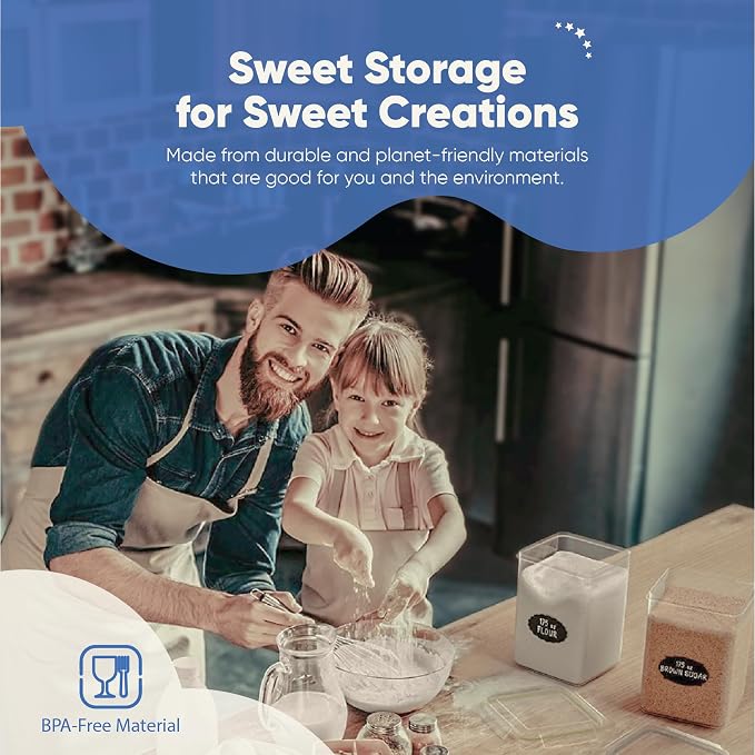 Chef's Path Large Airtight Food Storage Containers with Lids, Pack of 2, 5.2L, 175Oz, Airtight Kitchen and Pantry Bulk Canisters for Flour, Sugar, Rice, and Baking Supplies - Transparent