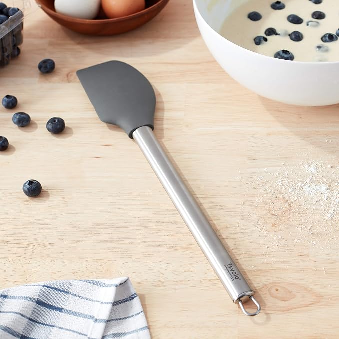 Tovolo Flex-Core Silicone Spatula with Stainless Steel Handle (Charcoal) - Kitchen Utensil & Gadget Essential for Baking, Cooking, Grilling, Apartment, & New Home / BPA-Free & Dishwasher-Safe