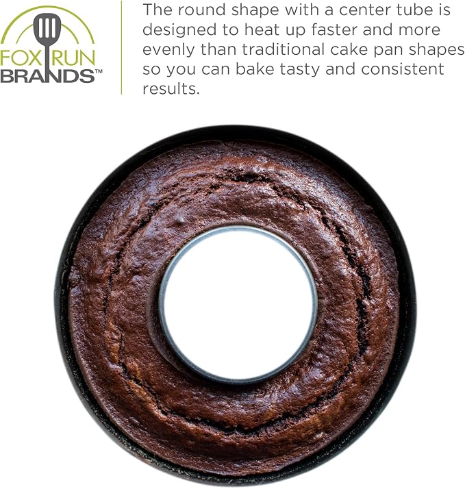 Fox Run French Savarin Cake Mold, Non-Stick Ring Cake Pan, 9.5" | Nonstick For Easy Baking, Relase & Cleaning | Bake Budnt & Savarin Cakes | Even Baking & Consistent Results | French Cake Pan