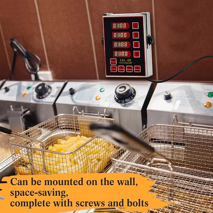 Relaxweex 1 Pack 4 Channel Kitchen Timers for Cooking, Commercial Digital Kitchen Timer with Loud Alarm, Large LCD Display, Restaurant Fryer, Chef, Baking Supplies