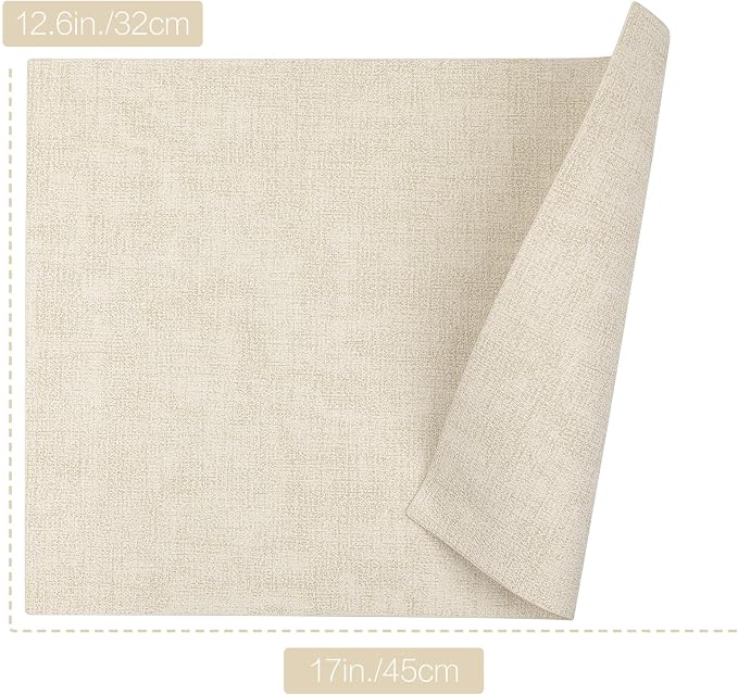 Leather Placemats Table Mats Set of 6, Beige | Reversible Non-Slip Table Placemats, Heat-Resistant and Waterproof for Dining Kitchen and Holiday Parties