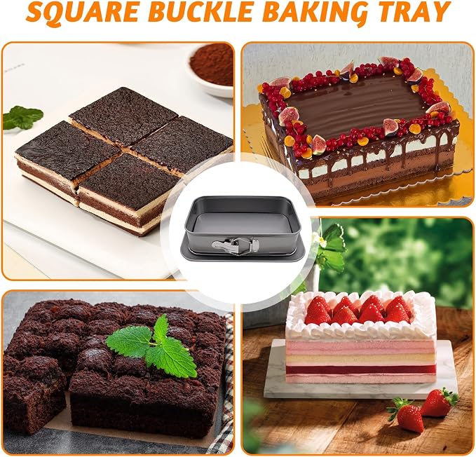 Rectangular Springform Pan, 9.6 x 5.6 x 2.1 inch Rectangle Cake Pan with Removable Bottom, Rectangular Cake Baking Trays Cheesecake Tin for Tortes Cheesecake Mousse