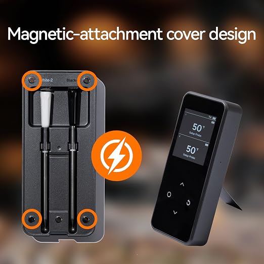 Bluetooth Meat Thermometer Wireless for Grill BBQ Oven, 2 Meat Probes | 130FT Stable signal | ±1°F Accurate Digital | Wifi App Control | IP67 Waterproof | Rechargeable | For Steak Chicken Turkey