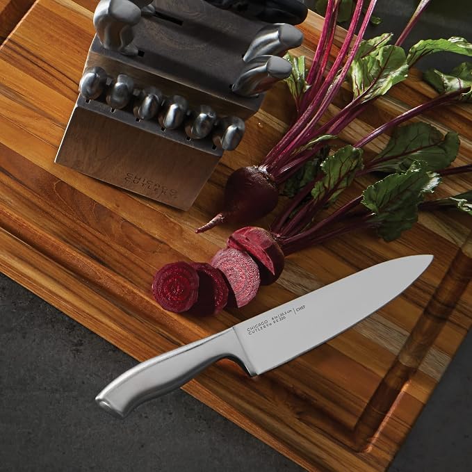 Chicago Cutlery Insignia (13-PC) Kitchen Knife Block Set With Wooden Block, Contoured Handles and Sharp Stainless Steel Professional Chef Knife Set & Scissors | Contoured Handles and Sharp Stainless Steel Professional