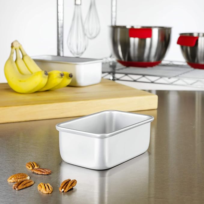 Fat Daddio's BP-5640 Anodized Aluminum Bread Loaf Pan, 5.5 x 3.125 x 2.375 Inch (Pack of 3)