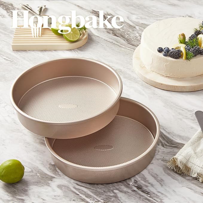 Ceramic Nonstick 9” Round Cake Pans, Heavy-Duty Aluminized Steel | Non-Toxic 9 Inch Round Cake with Diamond Texture, Cake Pans 9 Inch Round for Baking Cheesecake, Cream, 2-Pack
