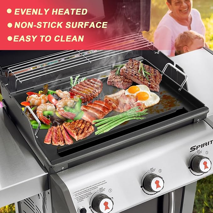 6787 Spirit 300 Full Size Griddle Insert for Weber Spirit I & II 300 Series | Fits Spirit E/S/SP 310 320 330, Spirit II E/S 310 320, 3/4 Burner Grills Flat Top Griddle, replaces 7638 7639, Carbon Steel