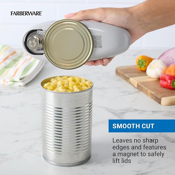 Farberware USB Rechargeable Electric Can Opener – Hands-Free Automatic Can Opener with Built-In Battery, Magnetic Lid Lifter, Compact Design, USB-C Charging Cord, Black