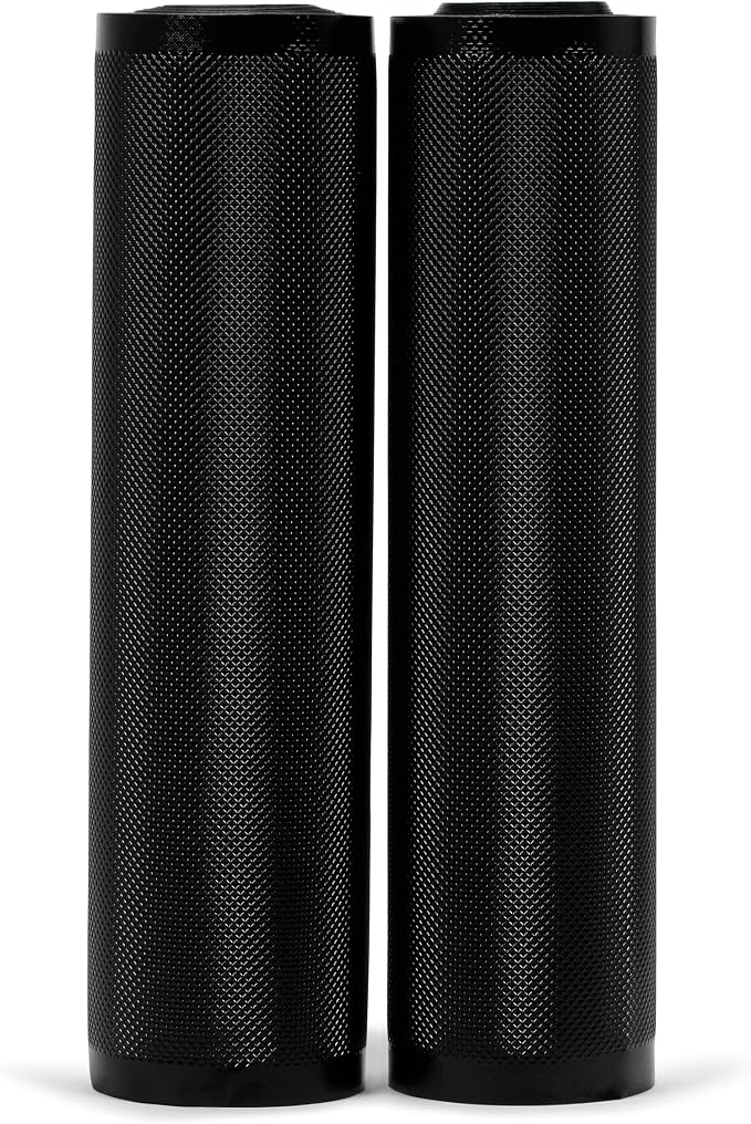 Vacuum Seal Rolls 11" x 25' 2 Pack (50 Feet Total) 5.5 Mil (Black & Clear) BPA Free Heavy-Duty Commercial Grade Sealer Rolls for Food Storage, Sous Vide, Meal Prep, Freezer Storage & Food Preservation