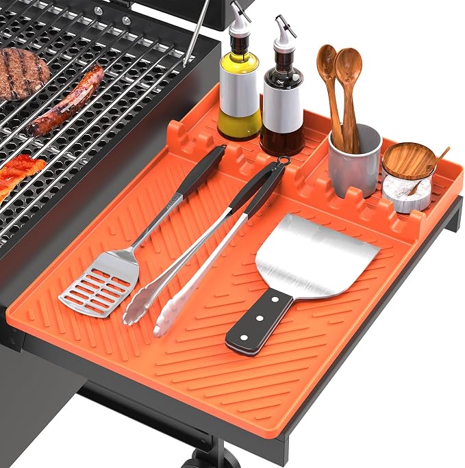 Silicone Grill Mat Compatible with Blackstone, BBQ Griddle Tool | Heat Resistant Silicone Spatula Rest, Protects Countertops for BBQ Griddles, Outdoor Kitchens and Cooking, Gifts for Men