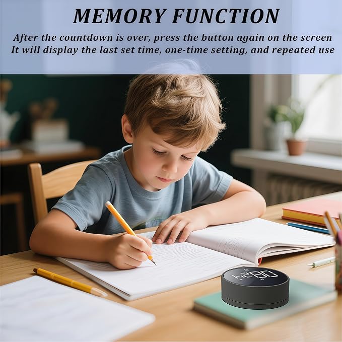 2Pcs Digital Kitchen Timer - Magnetic 199-Minute Countdown Countup Timer with Large LED Display,Volume Adjustable, Visual timers for Cooking,Gym,Meeting,Classroom,Study,Work,Outdoor Activities,Black
