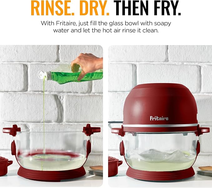 Non Toxic Air Fryer™ Pro | 9-in-1 Glass Air Fryer | Self-Cleaning | 5 Quart | Rotisserie and Tumbler | 400F Vortex For Even Cooking, BPA-Free Teflon Free, Recrisp, Roast, Bake, Cherry