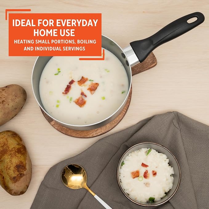 IMUSA 1.5 Qt Chef Cera Aluminum Ceramic Saucepan with Glass Lid, Gray | Ideal for Sauces and Side Dishes, Great for Everyday Cooking