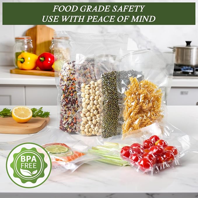 Vacuum Sealer Bags, 8"x12" and Pint 6"x10", 100 Pcs | Commercial Grade, BPA Free, Durable Customized Size, For Storage and Sous Vide Cooking, Puncture Prevention